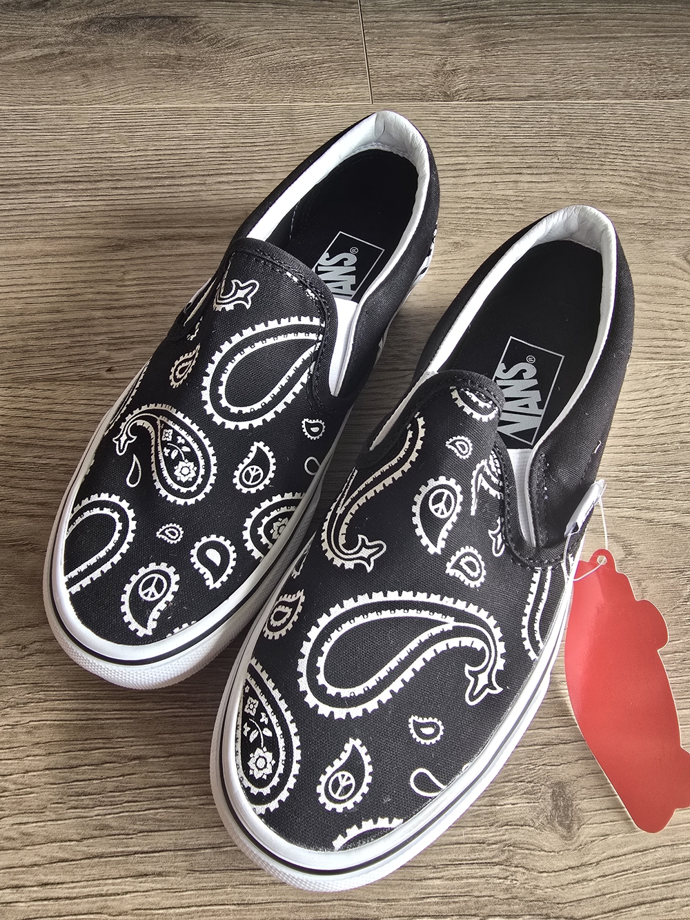 Vans Black & White Paisley Slip-On Sneakers